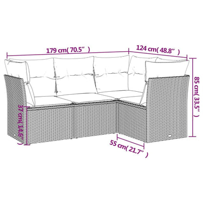 Set Divani da Giardino 4 pz con Cuscini Nero in Polyrattan - homemem39