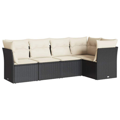Set Divani da Giardino 5 pz con Cuscini in Polyrattan Nero - homemem39