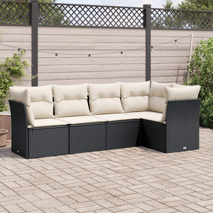 Set Divani da Giardino 5 pz con Cuscini in Polyrattan Nero - homemem39