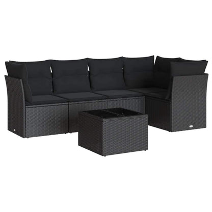 Set Divano da Giardino 6 pz con Cuscini Nero in Polyrattan - homemem39