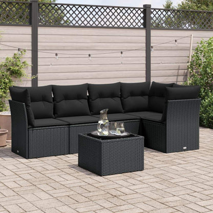 Set Divano da Giardino 6 pz con Cuscini Nero in Polyrattan - homemem39