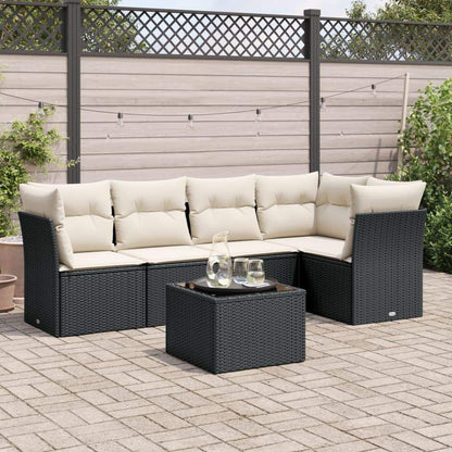 Set Divano da Giardino 6 pz con Cuscini Nero in Polyrattan - homemem39