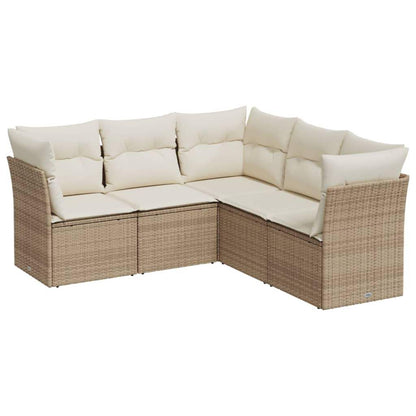 Set Divano da Giardino 5 pz con Cuscini Beige in Polyrattan - homemem39