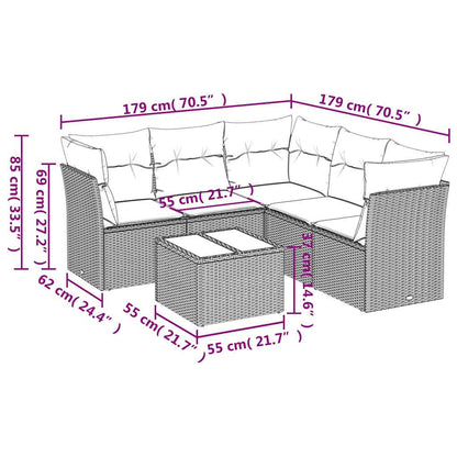 Set Divano da Giardino 6 pz con Cuscini Nero in Polyrattan | homemem39