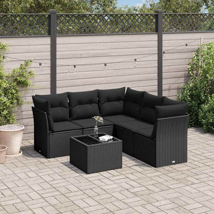 Set Divano da Giardino 6 pz con Cuscini Nero in Polyrattan | homemem39