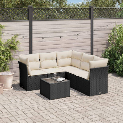 Set Divano da Giardino 6 pz con Cuscini Nero in Polyrattan - homemem39