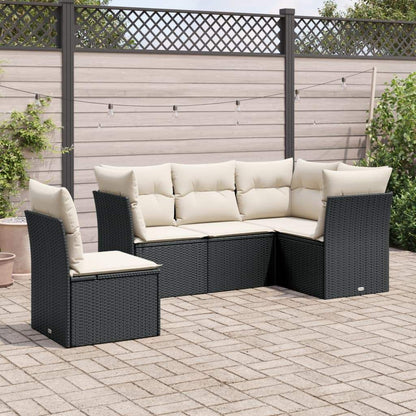 Set Divani da Giardino 5 pz con Cuscini in Polyrattan Nero - homemem39