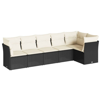 Set Divano da Giardino 6 pz con Cuscini Nero in Polyrattan | homemem39