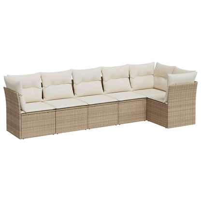 Set Divano da Giardino 6 pz con Cuscini Beige in Polyrattan | homemem39