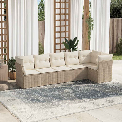 Set Divano da Giardino 6 pz con Cuscini Beige in Polyrattan | homemem39