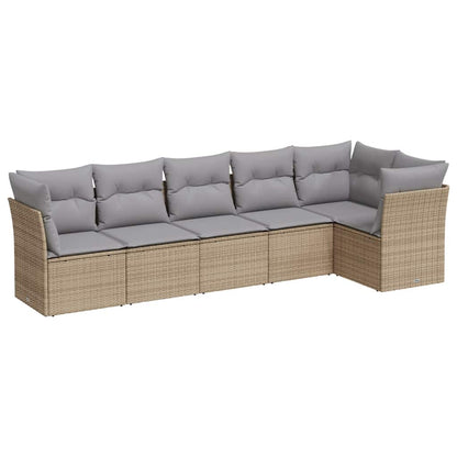 Set Divano da Giardino 6 pz con Cuscini Beige in Polyrattan | homemem39