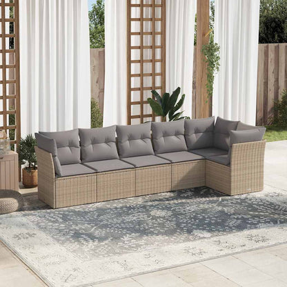Set Divano da Giardino 6 pz con Cuscini Beige in Polyrattan | homemem39