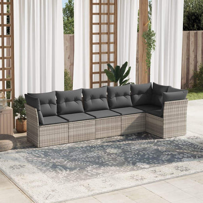 Set Divano da Giardino 6pz con Cuscini Grigio Chiaro Polyrattan - homemem39