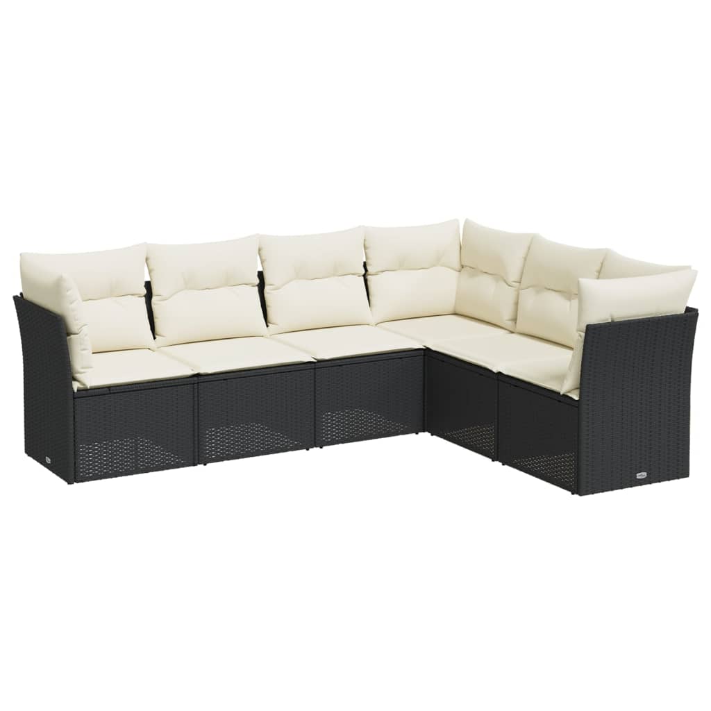 Set Divano da Giardino 6 pz con Cuscini Nero in Polyrattan | homemem39