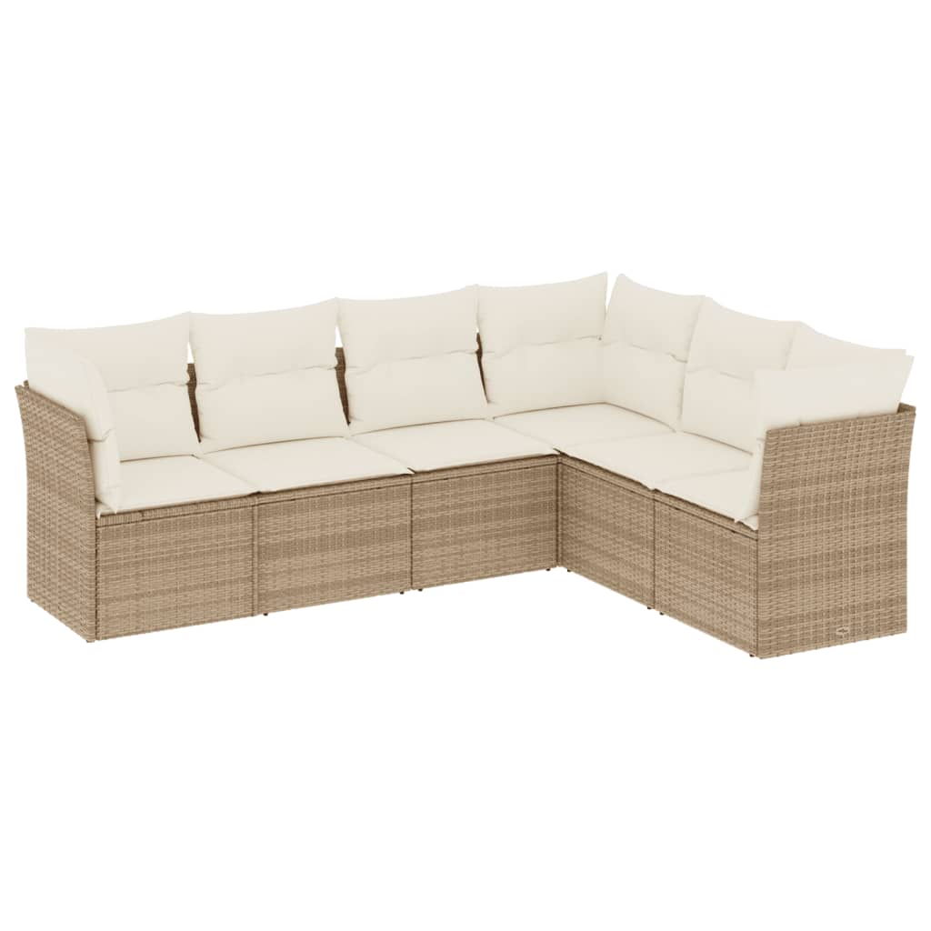 Set Divano da Giardino 6 pz con Cuscini Beige in Polyrattan - homemem39