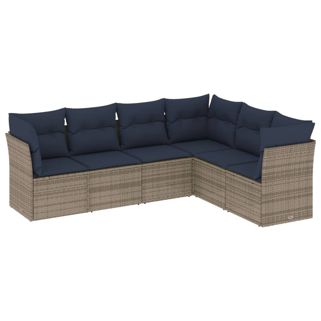 Set Divani da Giardino 6 pz con Cuscini Grigio in Polyrattan | homemem39