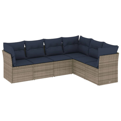 Set Divani da Giardino 6 pz con Cuscini Grigio in Polyrattan | homemem39