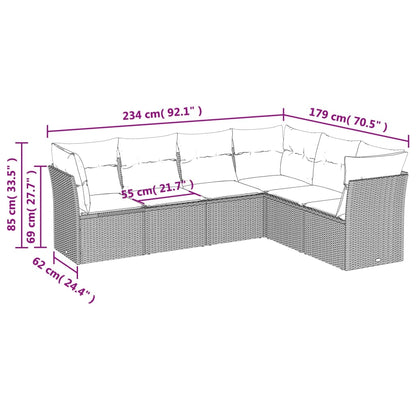 Set Divani da Giardino 6 pz con Cuscini Grigio in Polyrattan | homemem39
