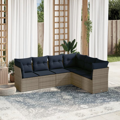 Set Divani da Giardino 6 pz con Cuscini Grigio in Polyrattan | homemem39