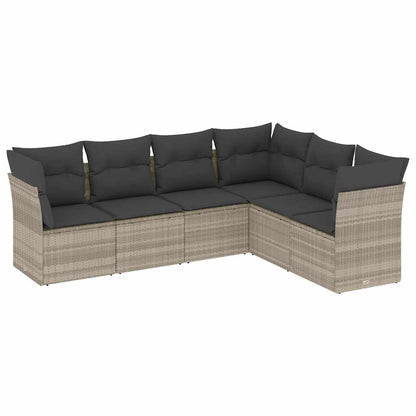 Set Divano da Giardino 6pz con Cuscini Grigio Chiaro Polyrattan | homemem39