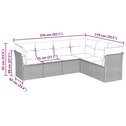 Set Divano da Giardino 6pz con Cuscini Grigio Chiaro Polyrattan - homemem39