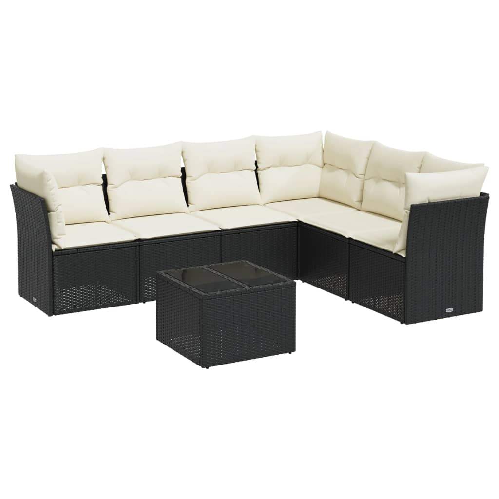 Set Divani da Giardino con Cuscini 7pz Nero Polyrattan - homemem39