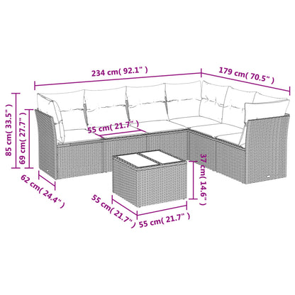 Set Divani da Giardino 7 pz con Cuscini Beige in Polyrattan | homemem39