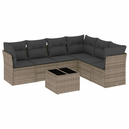 Set Divani da Giardino 7 pz con Cuscini Grigio in Polyrattan - homemem39