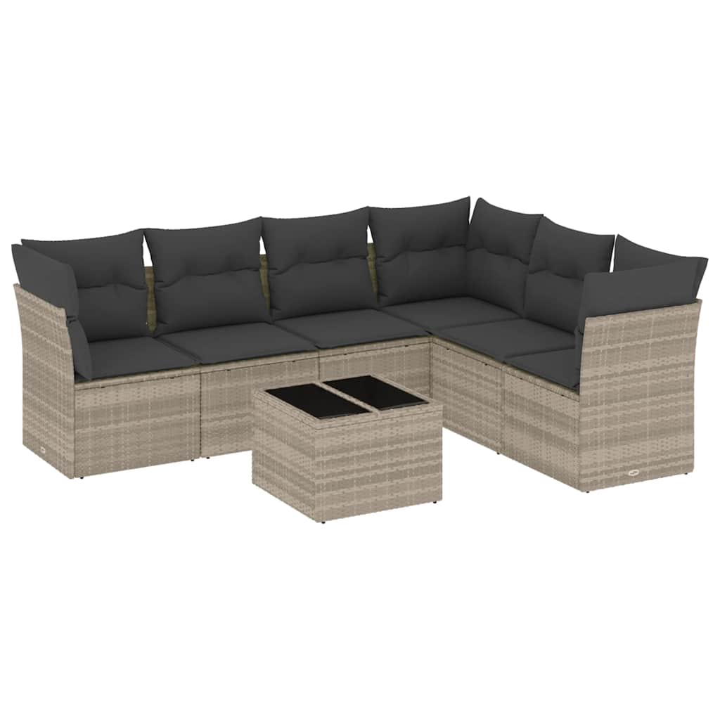 Set Divani da Giardino 7pz con Cuscini Grigio Chiaro Polyrattan - homemem39