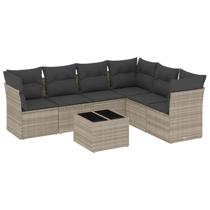 Set Divani da Giardino 7pz con Cuscini Grigio Chiaro Polyrattan - homemem39