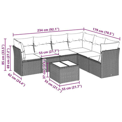 Set Divani da Giardino 7pz con Cuscini Grigio Chiaro Polyrattan | homemem39