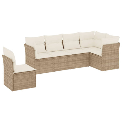 Set Divano da Giardino 6 pz con Cuscini Beige in Polyrattan - homemem39