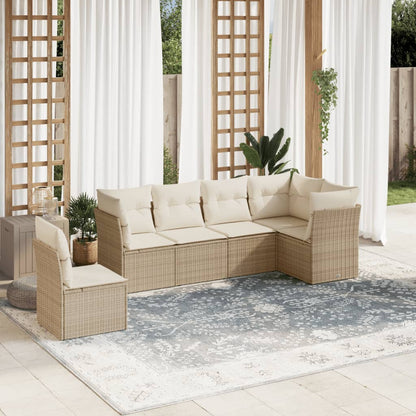 Set Divano da Giardino 6 pz con Cuscini Beige in Polyrattan - homemem39