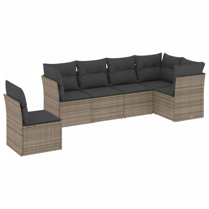 Set Divano da Giardino 6 pz con Cuscini Grigio in Polyrattan - homemem39