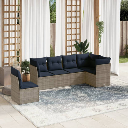 Set Divani da Giardino 6 pz con Cuscini Grigio in Polyrattan | homemem39