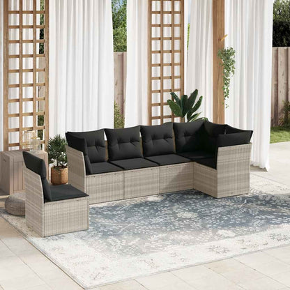 Set Divano da Giardino 6pz con Cuscini Grigio Chiaro Polyrattan | homemem39