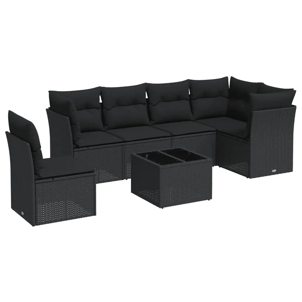 Set Divani da Giardino con Cuscini 7pz Nero Polyrattan - homemem39