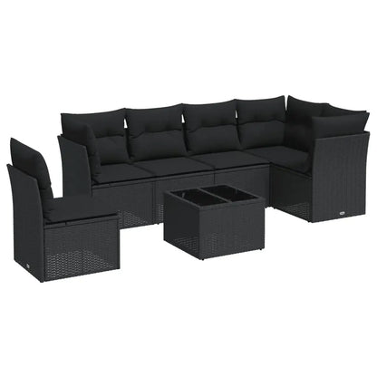 Set Divani da Giardino con Cuscini 7pz Nero Polyrattan - homemem39