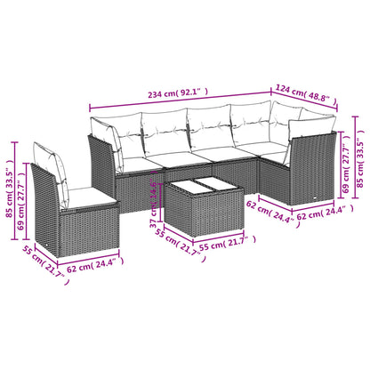 Set Divani da Giardino 7 pz con Cuscini Grigio in Polyrattan | homemem39