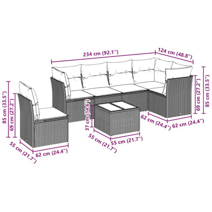 Set Divani da Giardino 7pz con Cuscini Grigio Chiaro Polyrattan | homemem39