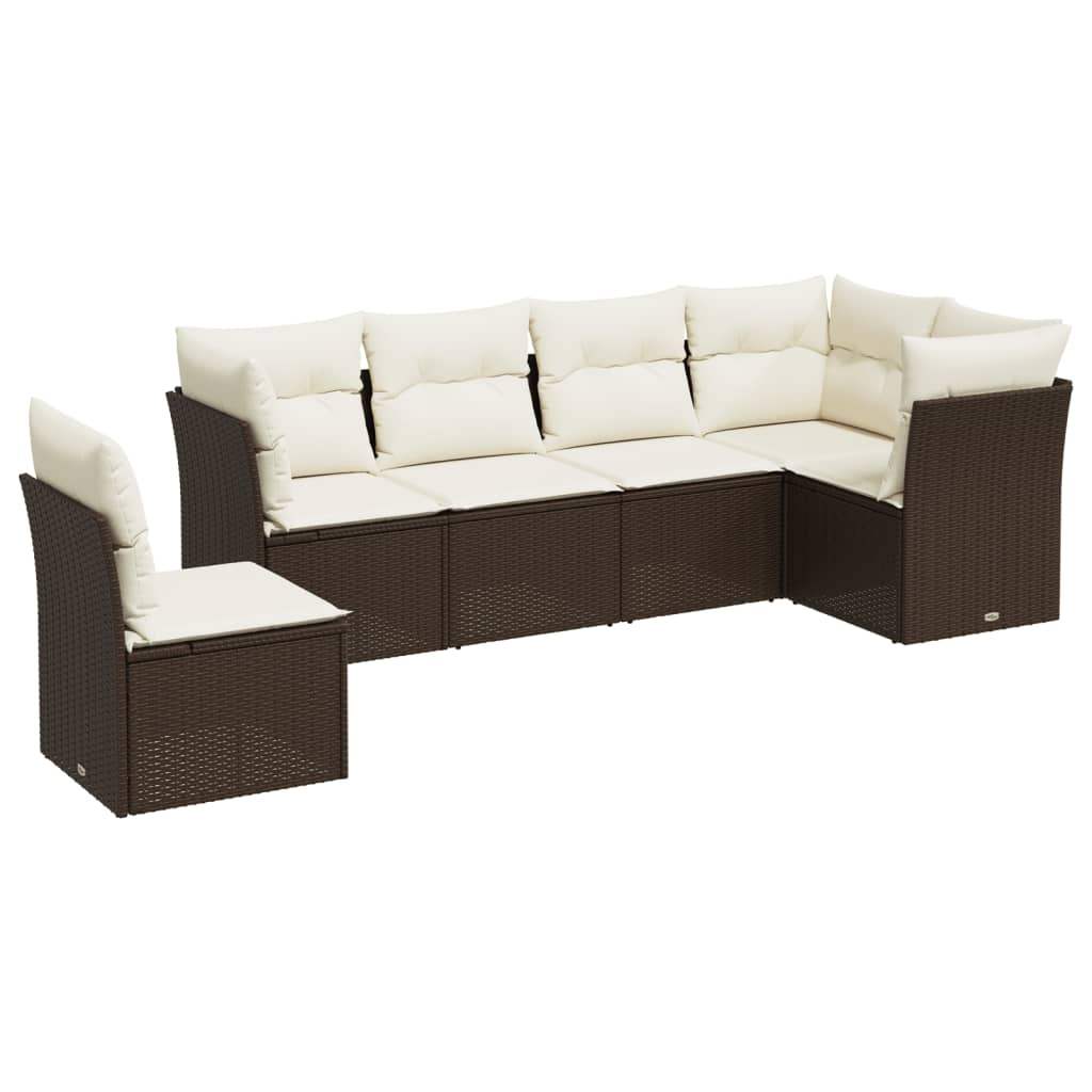 Set Divano da Giardino 7pz con Cuscini Marrone in Polyrattan - homemem39