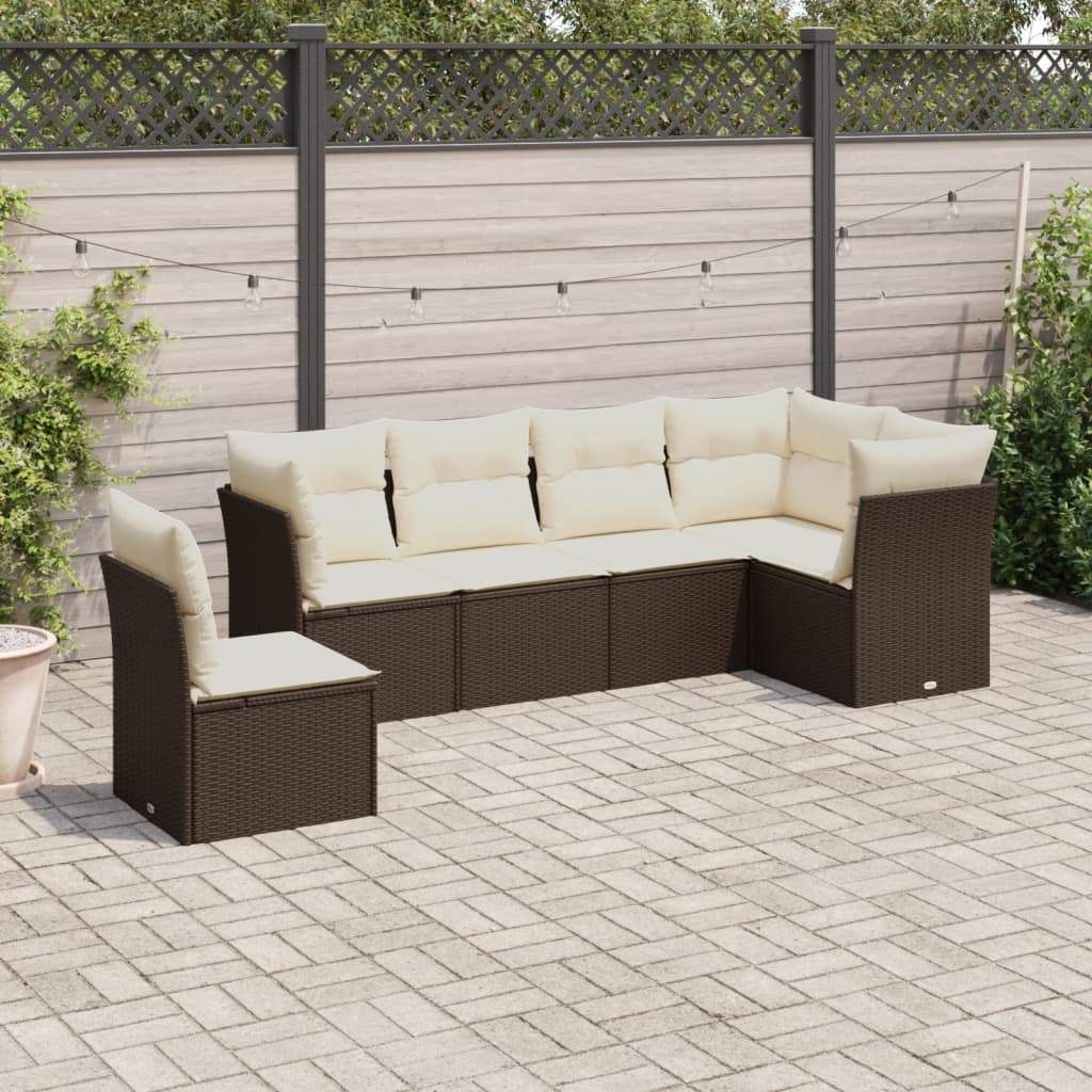 Set Divano da Giardino 7pz con Cuscini Marrone in Polyrattan - homemem39