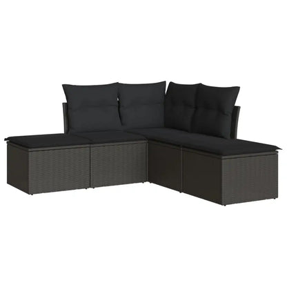 Set Divani da Giardino 5 pz con Cuscini in Polyrattan Nero - homemem39