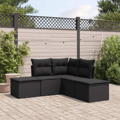Set Divani da Giardino 5 pz con Cuscini in Polyrattan Nero - homemem39