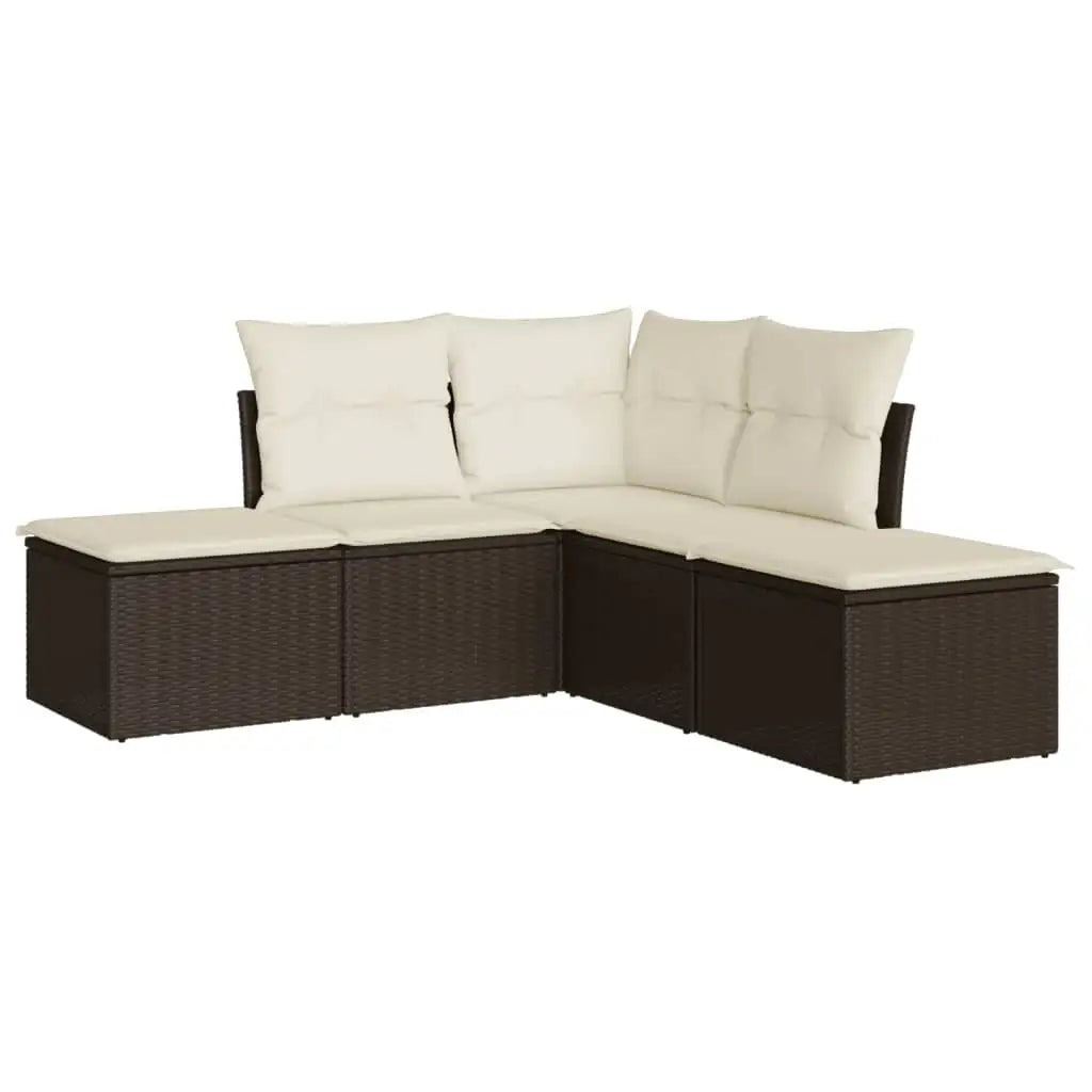 Set Divano da Giardino 5 pz con Cuscini Marrone in Polyrattan - homemem39