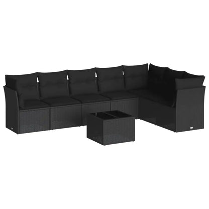 Set Divani da Giardino con Cuscini 8 pz Nero in Polyrattan - homemem39