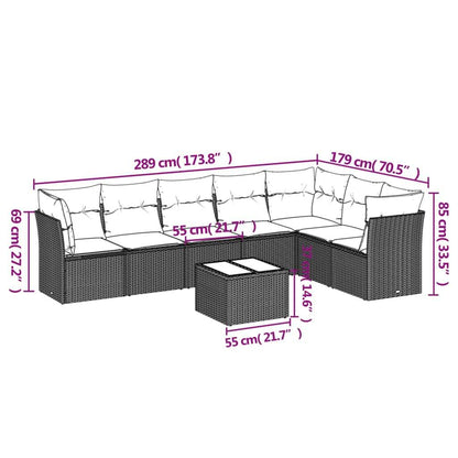 Set Divani da Giardino con Cuscini 8 pz Nero in Polyrattan - homemem39