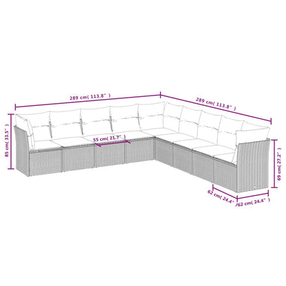 Set Divano da Giardino 9 pz con Cuscini Beige in Polyrattan | homemem39
