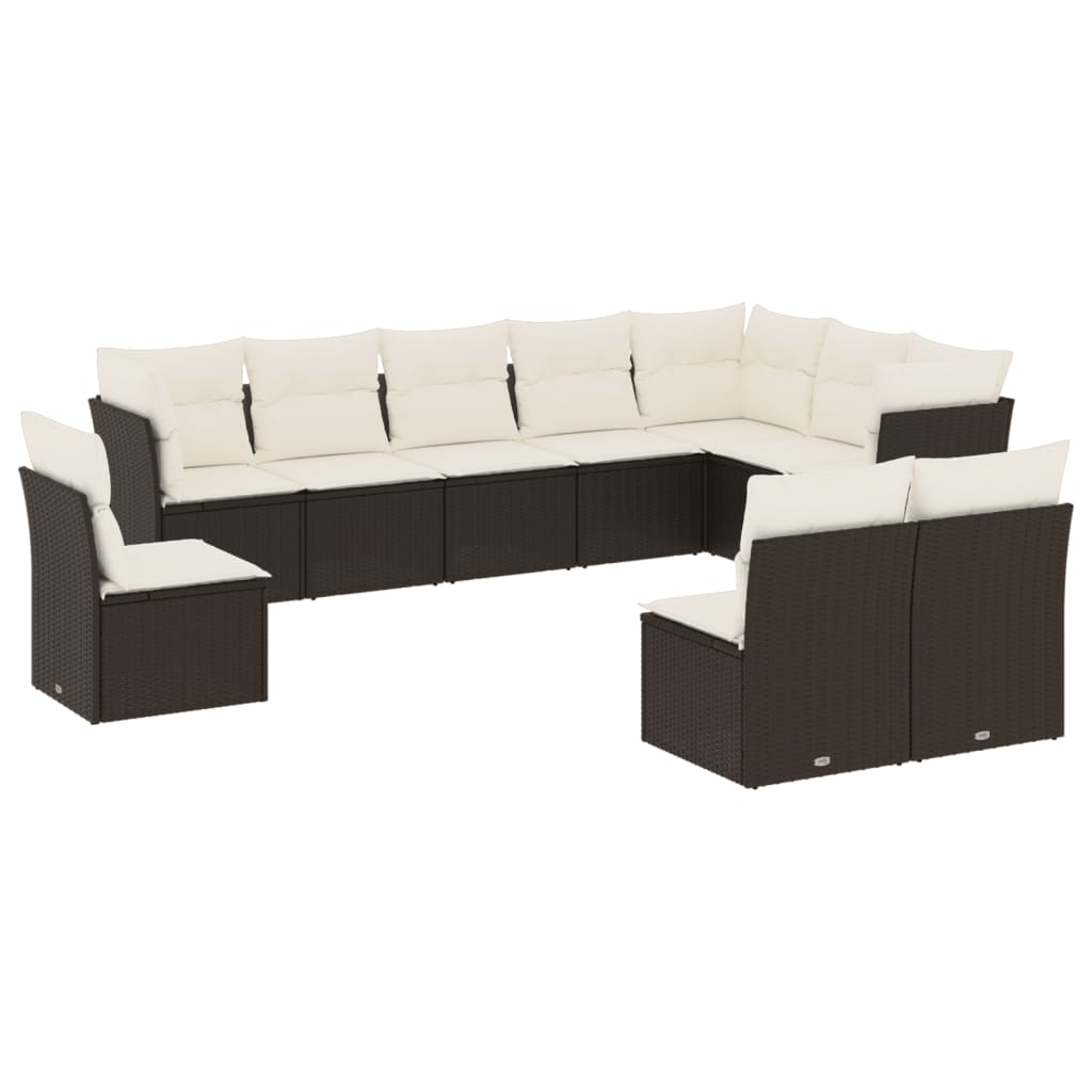 Set Divani da Giardino 10pz con Cuscini in Polyrattan Nero | homemem39