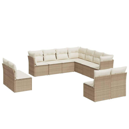 Set Divani da Giardino 11 pz con Cuscini Beige in Polyrattan - homemem39